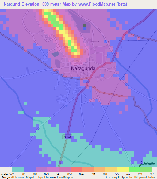 Nargund,India Elevation Map