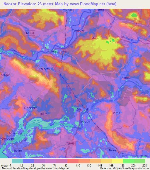 Naozor,India Elevation Map