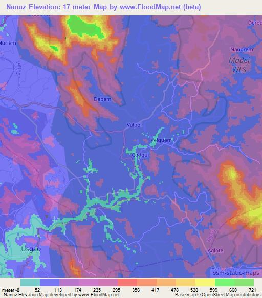 Nanuz,India Elevation Map