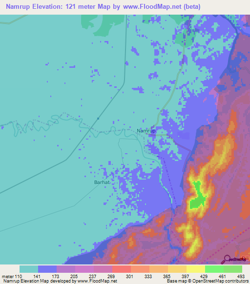 Namrup,India Elevation Map