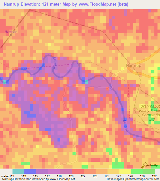Namrup,India Elevation Map