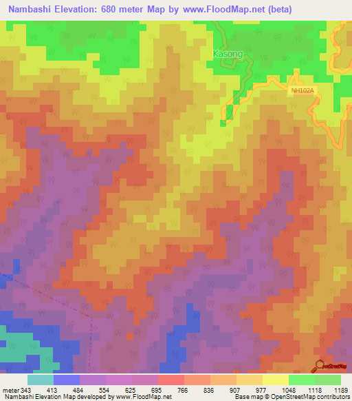 Nambashi,India Elevation Map