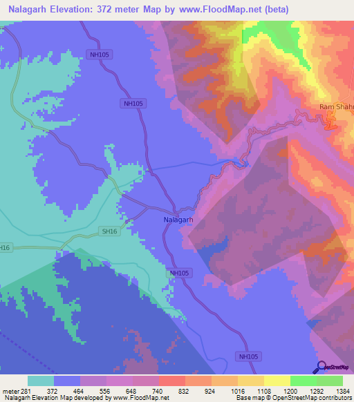 Nalagarh,India Elevation Map