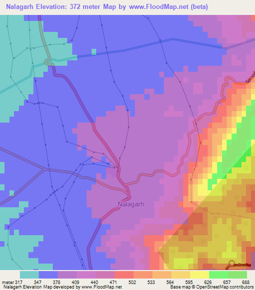 Nalagarh,India Elevation Map