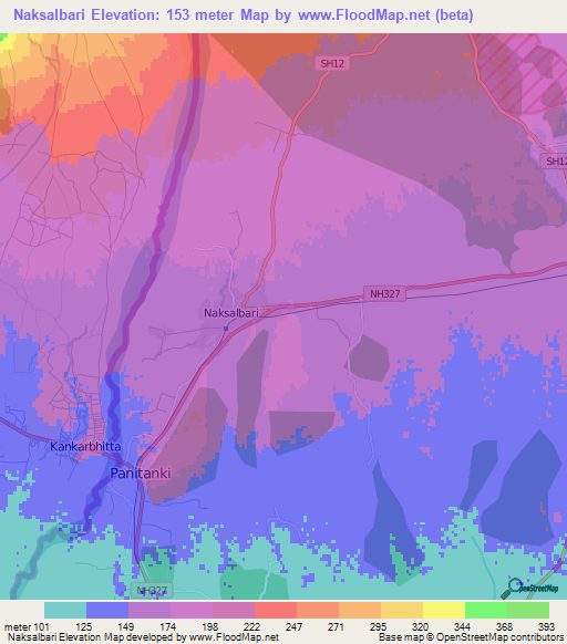 Naksalbari,India Elevation Map