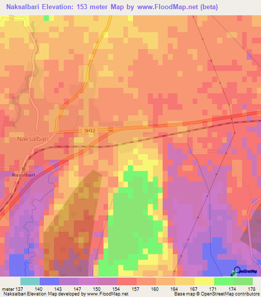 Naksalbari,India Elevation Map