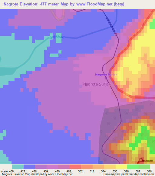 Nagrota,India Elevation Map