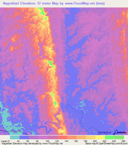 Nagraibari,India Elevation Map
