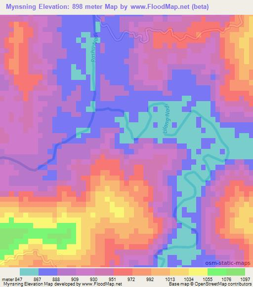 Mynsning,India Elevation Map