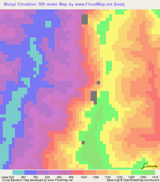 Munpi,India Elevation Map