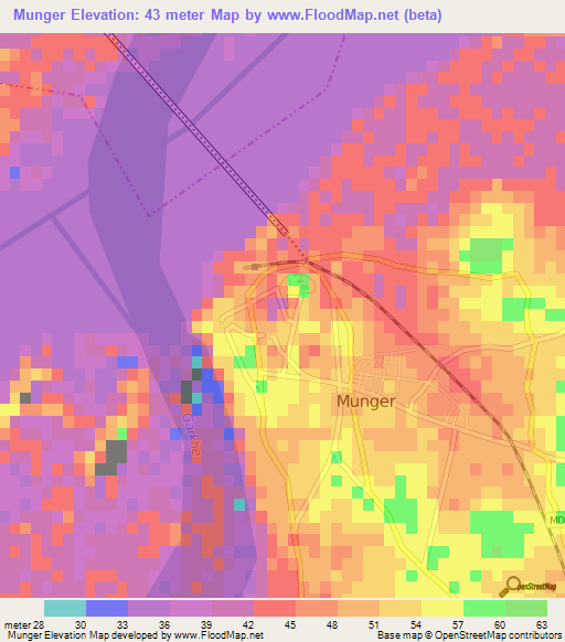Munger,India Elevation Map