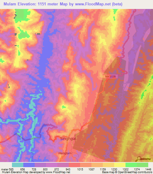 Mulam,India Elevation Map