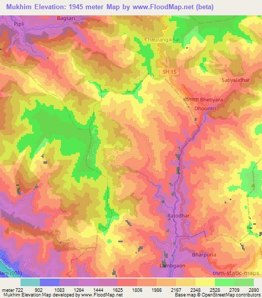 Mukhim,India Elevation Map