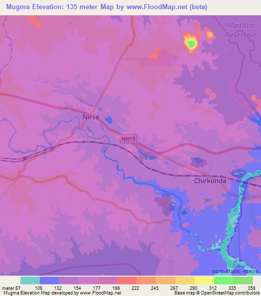 Mugma,India Elevation Map