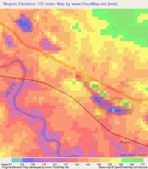 Mugma,India Elevation Map