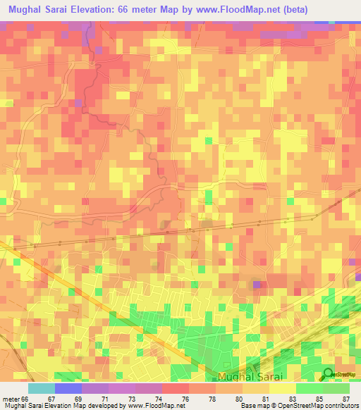 Mughal Sarai,India Elevation Map
