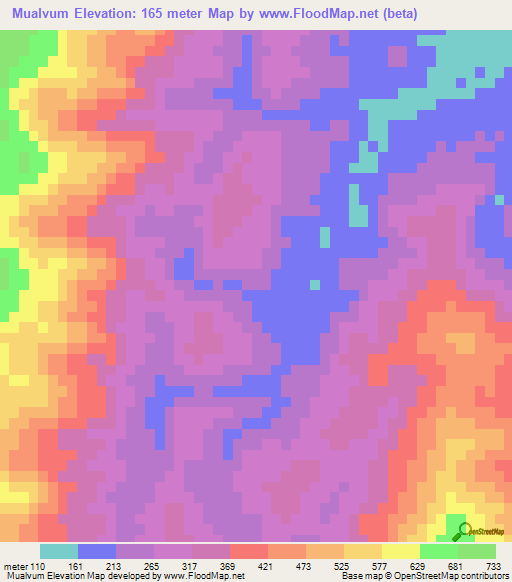 Mualvum,India Elevation Map