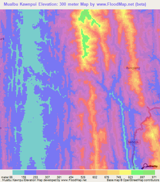 Mualbu Kawnpui,India Elevation Map