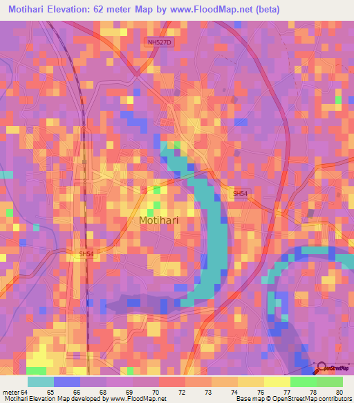 Motihari,India Elevation Map