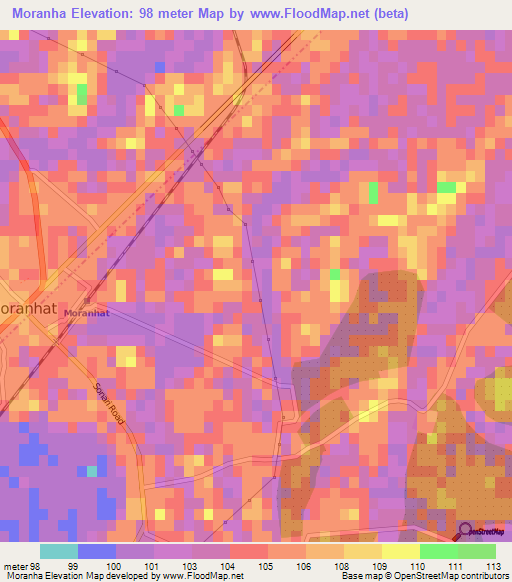 Moranha,India Elevation Map