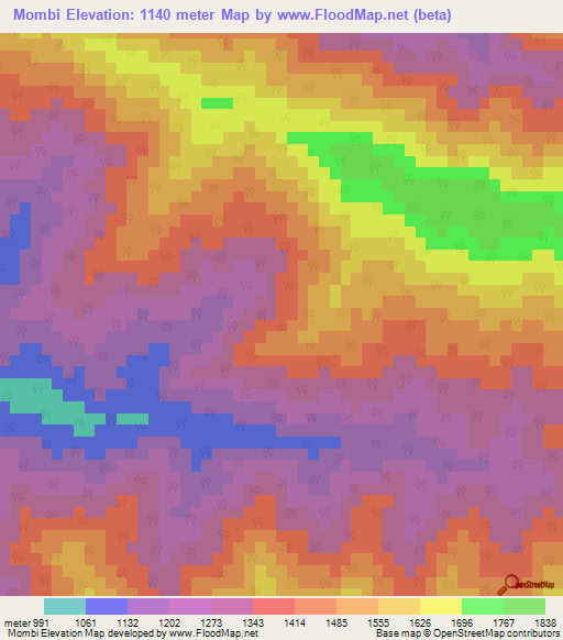 Mombi,India Elevation Map