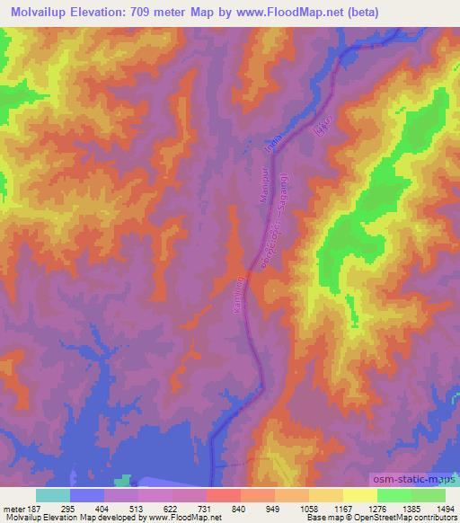 Molvailup,India Elevation Map