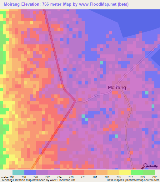 Moirang,India Elevation Map