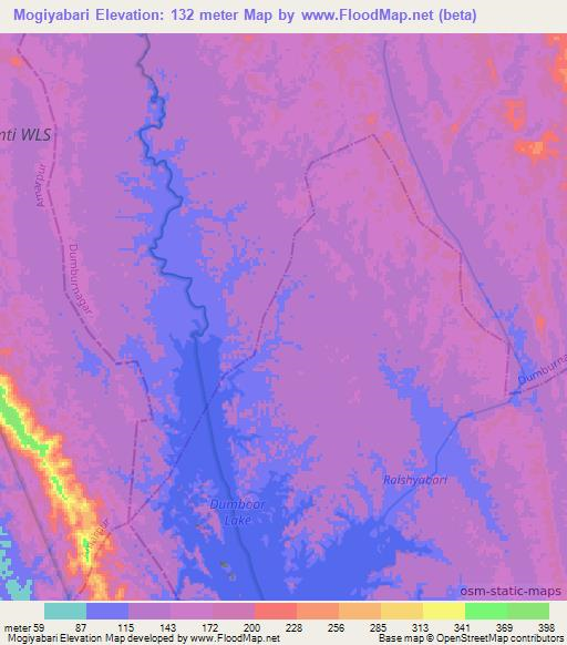 Mogiyabari,India Elevation Map