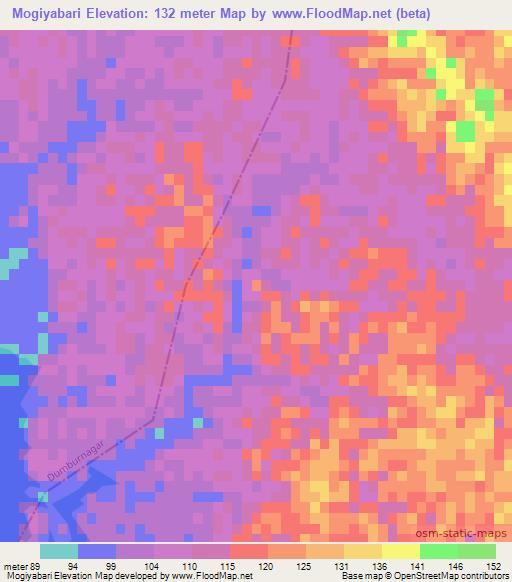 Mogiyabari,India Elevation Map