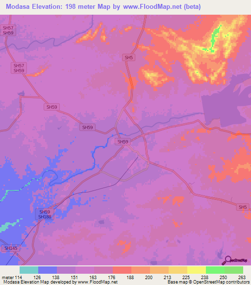 Modasa,India Elevation Map