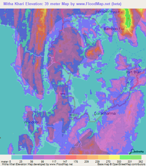 Mitha Khari,India Elevation Map