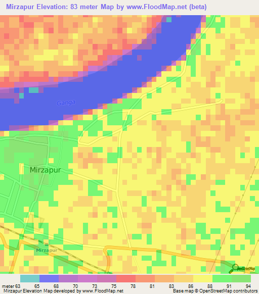 Mirzapur,India Elevation Map