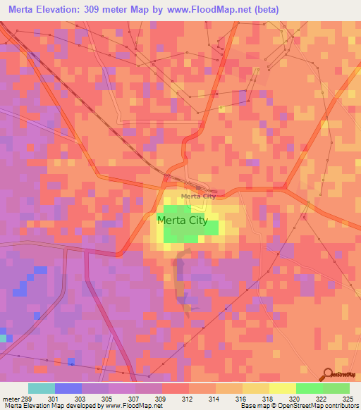 Merta,India Elevation Map