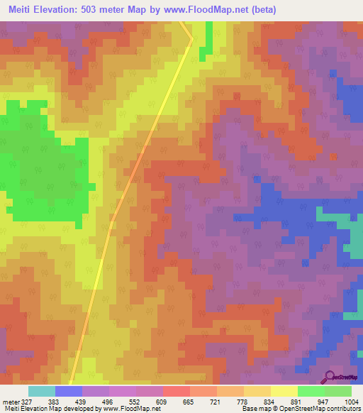 Meiti,India Elevation Map