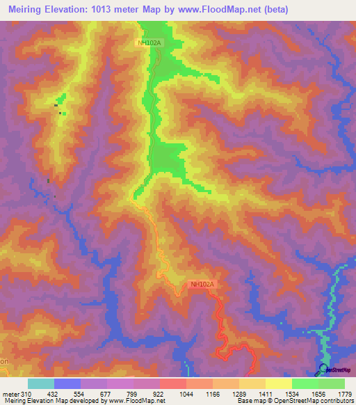 Meiring,India Elevation Map