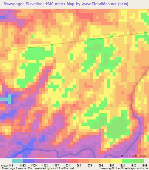 Mawrongor,India Elevation Map