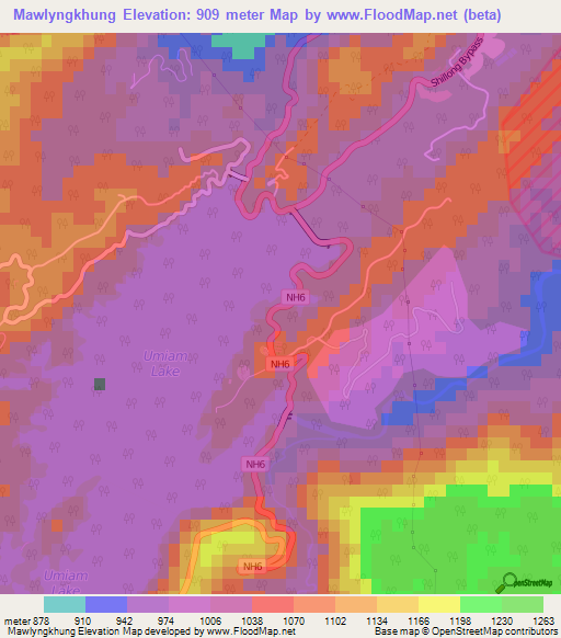 Mawlyngkhung,India Elevation Map