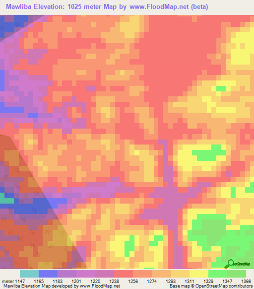 Mawliba,India Elevation Map