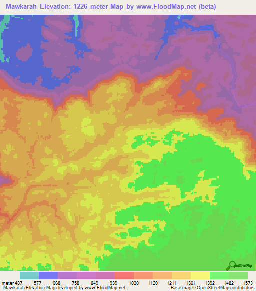 Mawkarah,India Elevation Map
