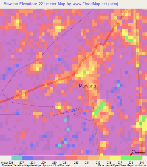Mawana,India Elevation Map
