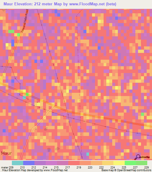 Maur,India Elevation Map