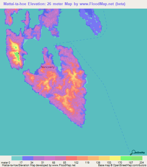 Mattai-ta-hoe,India Elevation Map
