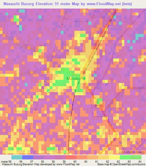 Masaurhi Buzurg,India Elevation Map