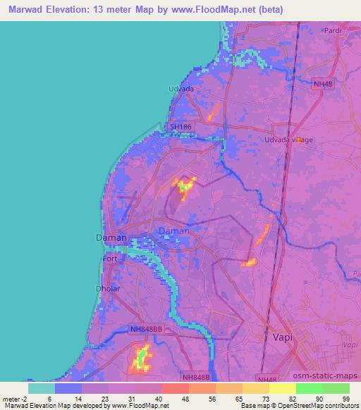Marwad,India Elevation Map