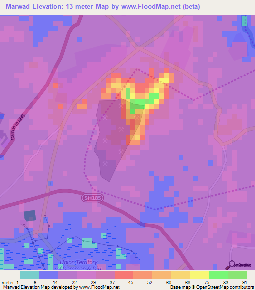 Marwad,India Elevation Map