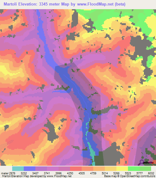 Martoli,India Elevation Map