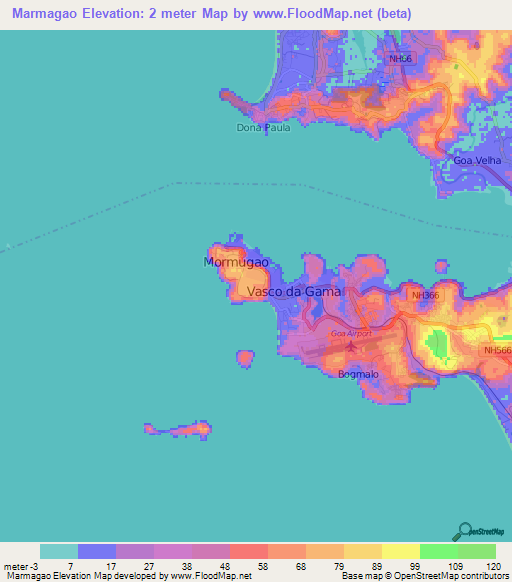 Marmagao,India Elevation Map