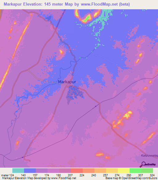 Markapur,India Elevation Map