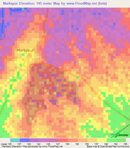 Markapur,India Elevation Map