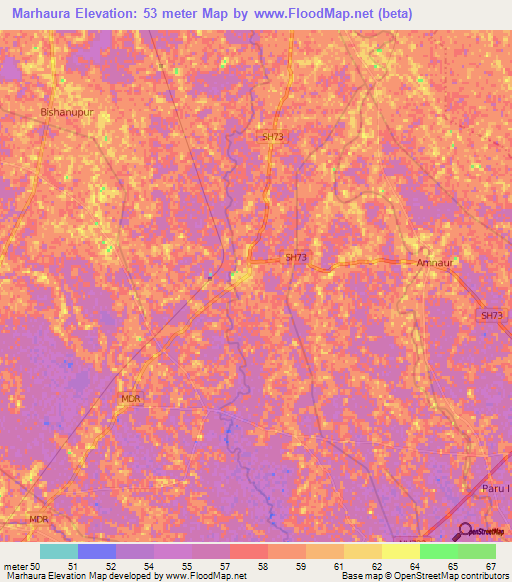Marhaura,India Elevation Map